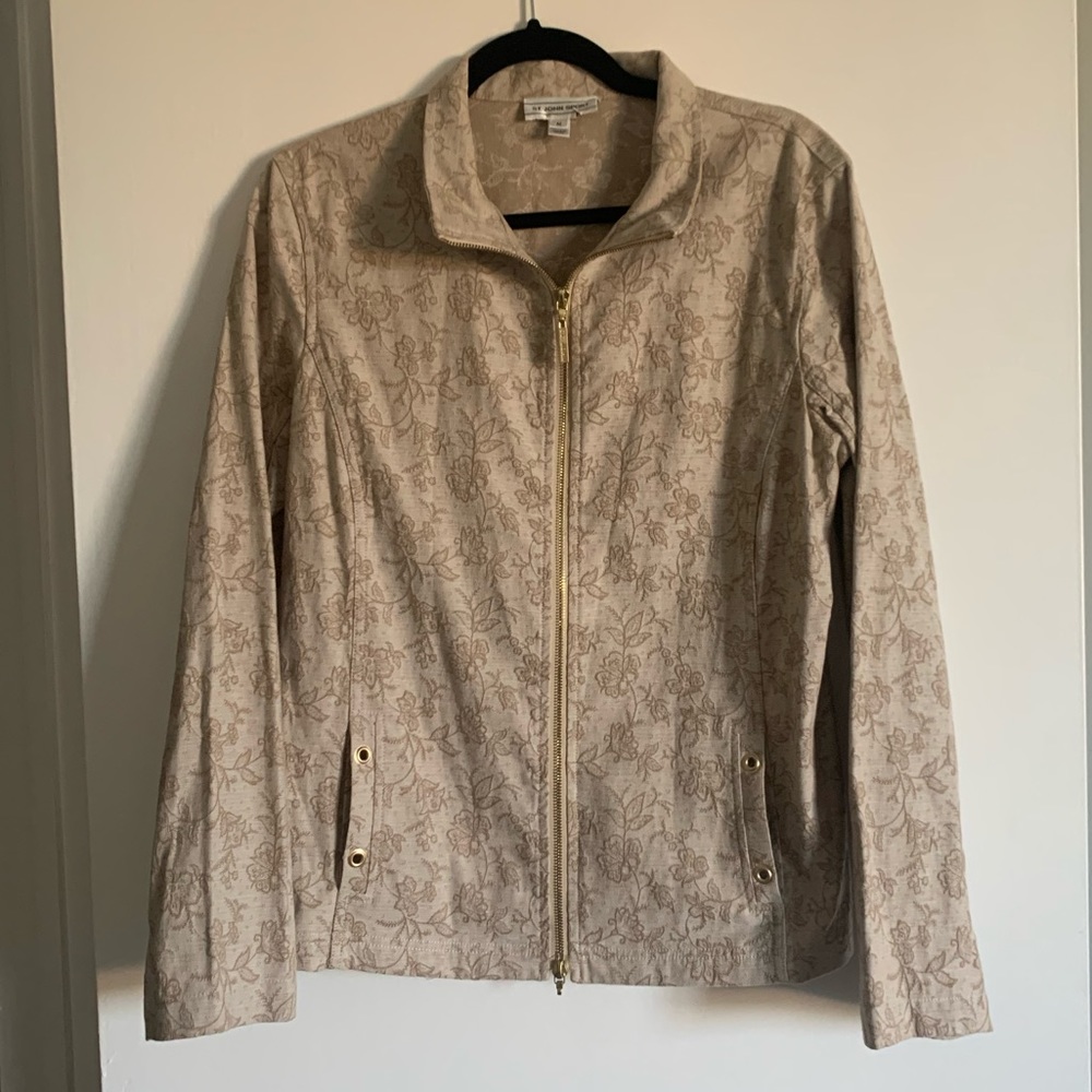St. John Sport Floral Embroidered Zip-Up Jacket - Picture 2 of 10